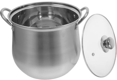 Cabilock Pentola Alta Acciaio Inossidabile con Manici Doppio per Zuppe Stufati e Noodles Resistente e Facile da Pulire per Cucina Induzione e Tradizionale