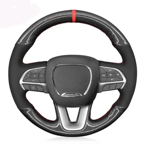 XIAOYANS Copertura Volante para Dodge para Challenger para Charger 2015-2021 para Dodge para Durango 2018-2021 Funda para Volante Coche Piel Gamuza Coprivolanti(Light Blue Thread)
