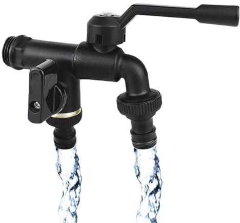 CHSEEO Mise à Jour Double Robinet Exterieur Jardin, 1/2 Pouce et Deux 3/4 Pouce Sortie Séparateur de Tuyau, Résistant à la Rouille et au Gel Répartiteur de Robinet Extérieur pour Jardin
