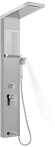 VA-Cerulean rostfritt stål duschsystem duscharmatur duschset duschpanel duschpelare med regndusch, vattenfalldusch, handdusch (silver)