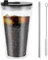 UOCAI Bubble Tea Becher, 16oz Plastikbecher mit Deckel und Strohhalm, Bubble Tea Cup mit Buchstabenaufkleber und Strohpinsel, Doppelwandig Mehrwegbecher Becher für Kaffee Saft Smoothie