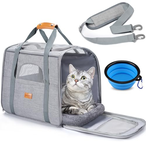 Morpilot Boîte de Transport pour Chat - Sac de Transport Pliable pour Chat - Sac de Transport pour Chien - Sac de Transport avec bandoulière réglable - pour Chat, Petit Chien, Chiot - Taille L