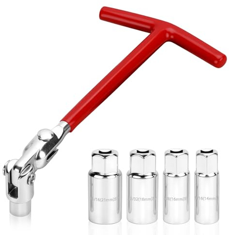 IIRC Set di chiavi per candela, 14 mm, 16 mm, 18 mm, chiave per candele da 21 mm, impugnatura universale a T, set di chiavi per candele per auto e moto