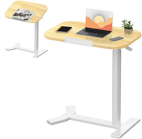 SANODESK Pneumatischer höhenverstellbarer Beistelltisch – 90° klappbare Tischplatte, flexibel als Sofa-, Bett- oder Balkontisch, 65–105 cm, platzsparend & vielseitig(ahorn)