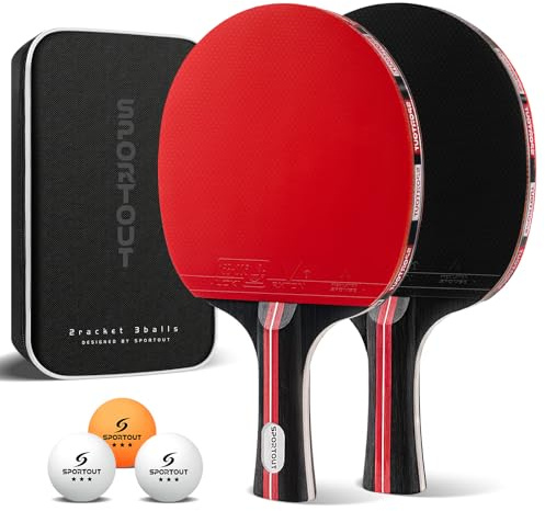 Table Tennis Bats - High-Performance Table Tennis Set with 2 Rackets, 3 Premium Ping Pong Balls & Compact Carry Bag for Indoor/Outdoor Competitions