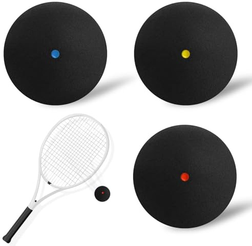 Azoisuwr 3PCS Squash Balls- Single Blue/Yellow/Red Dot Squash Ball,Durable & High Bounce, for All Skill Levels Player Competition and Training