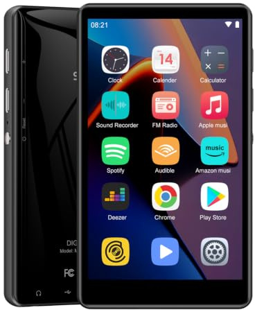 Reproductor MP3 de 80 GB con Bluetooth y WiFi, SWOFY 4.0 pulgadas, pantalla táctil MP3 y MP4, reproductor de música portátil para niños con Spotify, Amazon Music, radio, grabadora, e-book, navegador