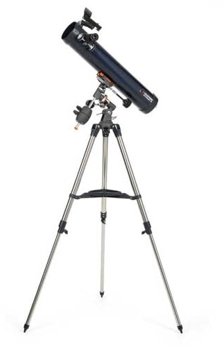 Celestron 31035 AstroMaster 76EQ Newton-reflektorteleskop – innehåller två okularlinser, höjdjusterbar tripod och De lux-tillbehörsfack, mörkblå