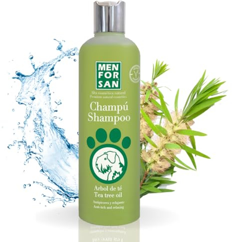 MENFORSAN Champú Árbol de Té para Perros | Acción Anti Picores y Anti Hongos | Previene la aparición de piojos | No Daña el Pelaje | 300 ml