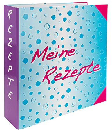 Rezeptordner, Ringordner 7 cm breit aus stabilem Karton, inklusive 6 teiligem Register/Trennblätter mit 24 Rezeptblättern zum Beschriften.