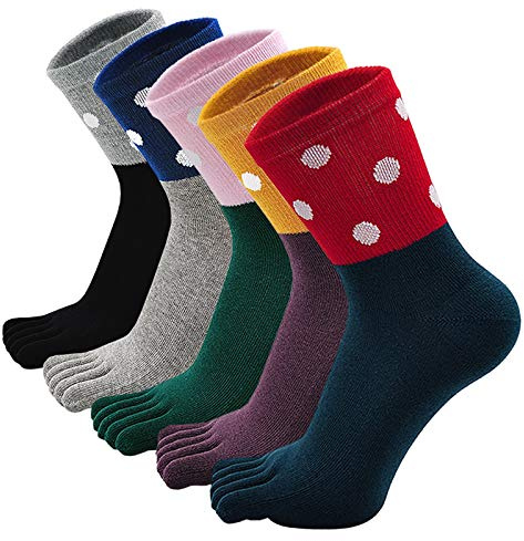 LOFIR Calzini con Dita Separate da Donna Calze 5 Dita in Cotone, Calzini Invernali in Cotone da Donna Calze Termiche con le Dita dei Piedi, Taglia 35-41, 5 paia
