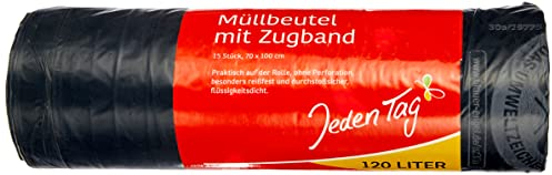 Jeden Tag Müllbeutel mit Zugband 120 l, 15 Stück