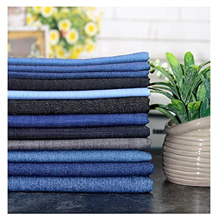 MaJu Tessuto Denim al Metro Materiali Giacca di Cotone Denim Tessili per la Casa per Pantaloni Abito Gonna Vestiti Cucito Fai da Te,150 cm di Larghezza(Color:Blu Medio)