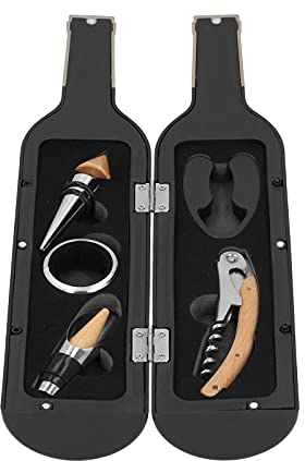Weinöffner Set,Weinflasche Geformt Weinzubehör Geschenkset,Weinöffner Set Beinhaltet Weinkorkenzieher,Weinverschlüsse,Weinausgießer,Tropfring, Küchenwerkzeuge