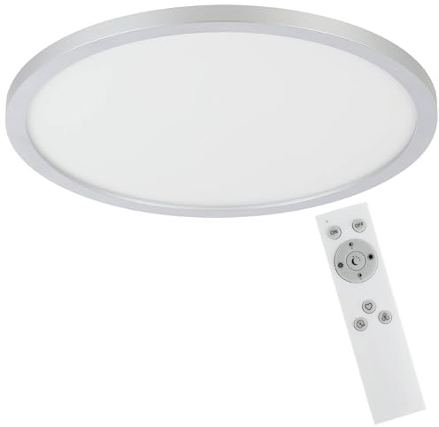 EGLO LED taklampa Campaspero, dimbar med fjärrkontroll | rund belysning i plast vit och grå, lampa för vägg och tak, varmvit till kallvit, Ø 30 cm