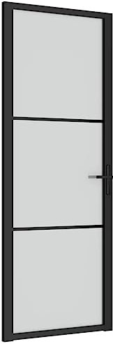 vidaXL Puerta interior de 76 x 201,5 cm, color negro mate y aluminio