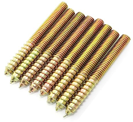 Pro Bamboo Kitchen 8pcs Self-Tapping Screw Hanger Bolts 3/8-16 x 3-1/2 Hanger Bolts Double Headed Bolts for Furniture Wood Joint