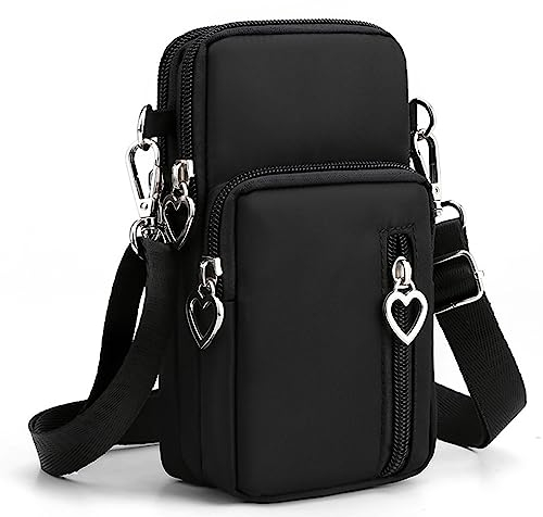 Aieraczy Handytasche zum Umhängen Damen, Handy Umhängetasche Damen, Kleine Umhangestachsche Damen, Crossbody Bag Damen, Mini Handytasche mit Geldbörse, für Teenager Mädchen, Schwarz