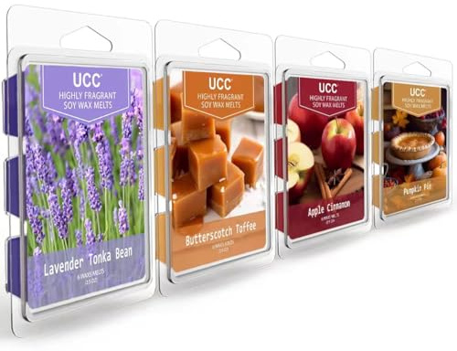 UCC Plant Based All Natural Fall Wax Melts, Highly Scented Fragrances, Long Lasting Premium Soy Scented Melts Cubes, Wax Melts Tarts, Colored Wax Melt - 4 Pack