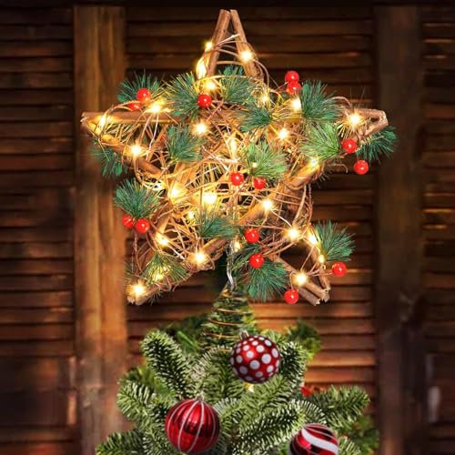 Weihnachtsbaumspitze Stern,Christbaumspitze Stern mit 30 LED,Baumspitze Weihnachten Deko,Baumspitze Weihnachte Deko,Christmas Tree Topper,Tannenbaum Spitze Stern,Weihnachtsbaumschmuck Topper Stern
