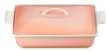 Le Creuset Stoneware Covered Rectangular Casserole, 12 x 9, Peche