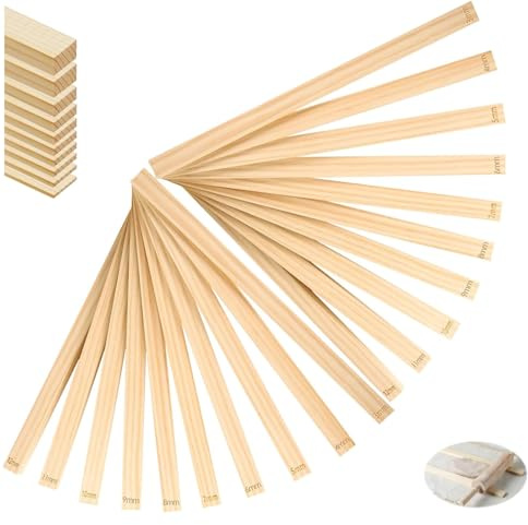 GIONAR Set med 20 stycken lera, kavel tjocklek guider, 10 storlekar lerpinne guide, trä rullguide pinnar, trälerverktyg för exakt polymerlera tjocklekskontroll