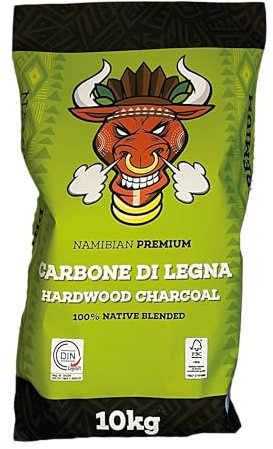 TORO - Carbone NAMIBIAN PREMIUM per Barbecue, Composto da Legni Molto Duri della Namibia, Alto Potere Calorifico, Pezzatura Media, 10 kg