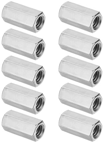 PATIKIL 3/8-16 UNC Hex Coupling Nuts, 10Pcs 1.13 Long Fully Threaded Rod Coupling Nut Studding Connector Fasteners Galvanized Carbon Steel