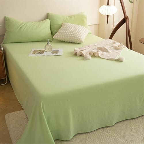 ANAZOZ 200x230cm Bettlaken, Betttuch ohne Gummizug aus Polyester Einfarbig Hellgrün, Bettwäsche Waschbar