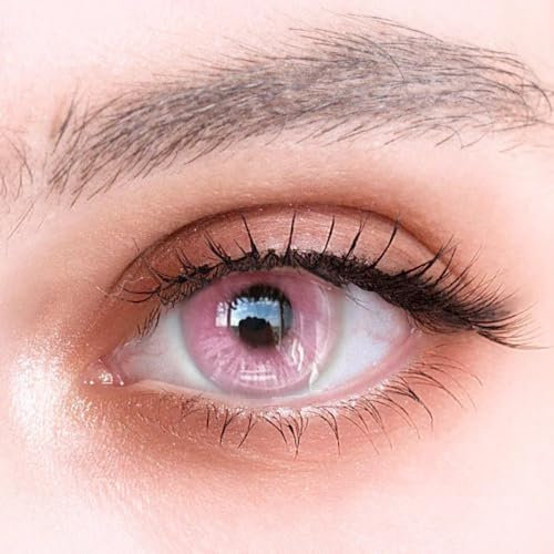 1 Paar rosa Farbe Monatslinsen Mit Stärke. 1-Month Kontaktlinsen 'Die Schönheit von morgen', leicht einzusetzend - Topqualität für Cosplays, Fasching, Karneval und Halloween (-8.00 Dioptrien)
