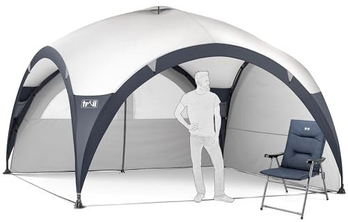 Trail Dome Gazebo with Sides, Portable Steel Pole Shelter, Outdoor Event Camping Garden, 4 Walls, 2 with Doors & Windows, UPF50+ Sun Protection, 4000mm Waterproof, Vent, Bag (3.5m x 3.5m x 2.25m)