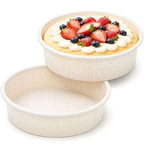 Vinino 6 Inch Round Cake Pans, 2 Pack Silicone Mold with Metal Frame