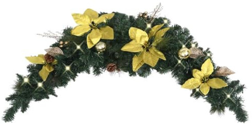 AJJHUUKI Decoración de temporada y festividades, iluminación navideña, arco de Navidad con luces LED, color verde, 90 cm, PVC