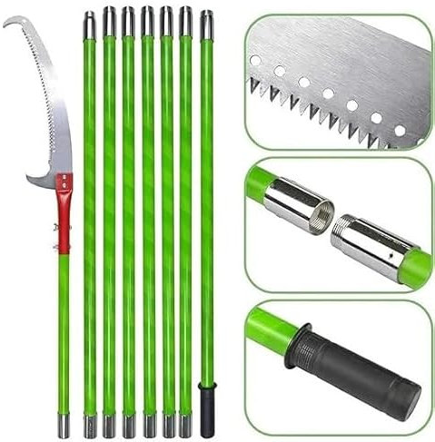 26 Ft Extendable Tree Pruning Saw with Pruning Kit, 2 in 1 Manual Pole Saw Trimmer & Pruner for High Branches, Palm and Oak Trees, Long Reach Tree Pruner Pruning Tool for High Tree Expandable 8 Meter