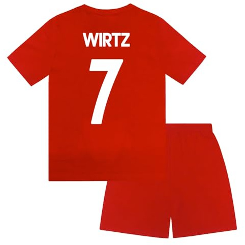 Liverpool FC Boys Wirtz 7 Sublimation Short Pyjamas Red 10-11 Years