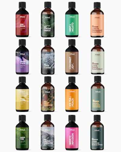 frihed. Sauna Infusion Master Set of 16 - Highly Concentrated Oils - 16 x Different Fragrances - Sauna Gift Set - 16 x 100 ml Glass Bottles - Made in Lüneburg