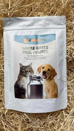 4PAWSRAW - Whole Goat's Milk Powder for Dogs & Cats - 100% Natural, Improved Digestion, Calms Inflammation, Natural Hydration - Nutrient-Rich, Promotes Gut & Immune Health - 250g, 30+ Servings