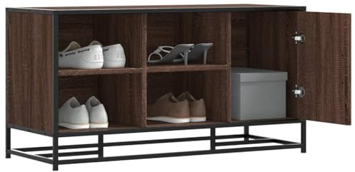 Plumbpyr Panca per scarpe marrone effetto rovere, in metallo, 100 x 40 x 53,5 cm, con molto spazio, resistente panchina per ingresso e spogliatoio