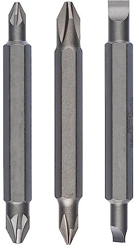 Bosch 2 607 001 745 - Juego de lámina doble, 3 piezas - PH1, PZ1, S 0,6x4,5; PH2, PZ2, S 1,0x5,5; 60 mm (pack de 3)