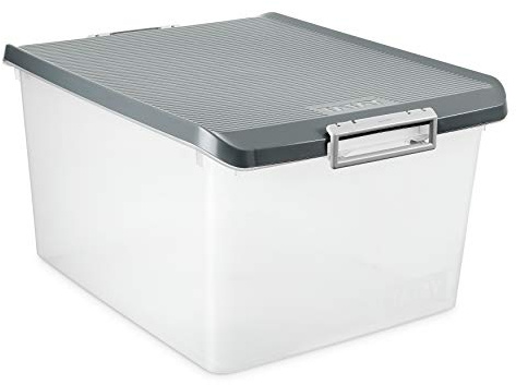 Tatay Caja Almacenaje Plastico 35 L Multiusos - Classic | Tapa con Bisagra Incluida | Asas Ergonómicas en ABS | Diseño Apilable y Resistente | Plástico Libre de BPA | 37,7x47,5x26 cm, Gris