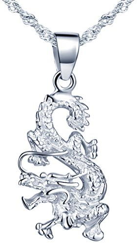 Yumilok Damen Halskette mit Einzigartiger Drache Charm Anhänger Herren Kette aus 925 Sterling Silber für Damen Mädchen