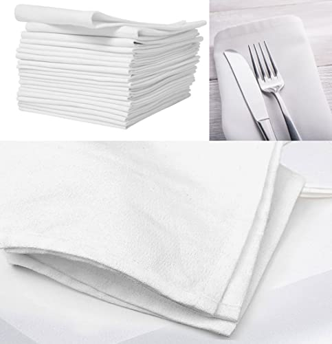 COTTON NAPKINS WHITE HANDMADE TABLE COCKTAIL DINNER CLOTH LINEN - 50cm x 50cm - Set of 12 - Heavy Weight Napkin. Dinner, Hotel, Home, Weddings, Restaurant & Event Quality