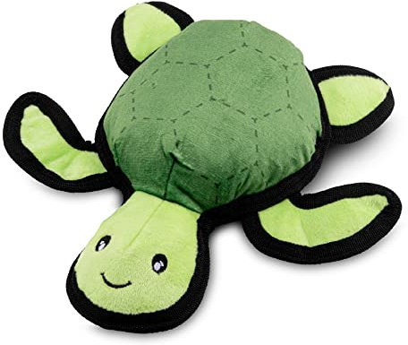 Beco Hunde- und Welpenspielzeug, Schildkröte, weich, langlebig, doppellagig, genäht, mit Quietscher innen, aus recycelten Materialien, Größe L