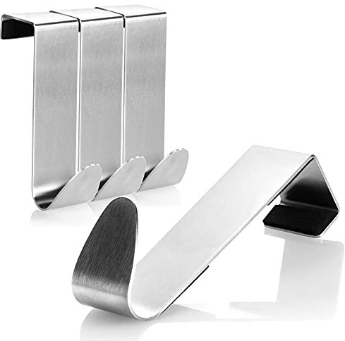 COM-FOUR® 4x Türhaken aus Edelstahl - Kleider-Haken mit Schaumstoff-Schutz - Garderobenhaken für Schranktür und Zimmertür - Aufhängung für Tür-Deko, Jacken, Taschen (04 Stück - Edelstahl - gepolstert)