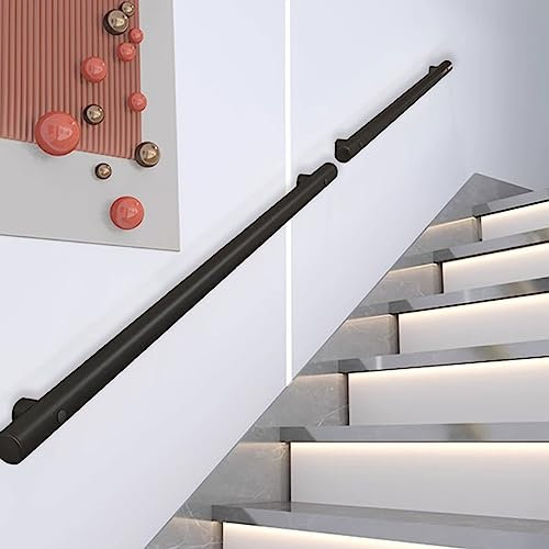 Main Courante pour Escalier - Kit Complet 30cm-600cm, Support Mural de Rampe d'escalier en Métal en Acier Inoxydable Noir Main Courante pour Escaliers Marches Intérieures et Extérieures ( Size : 150cm
