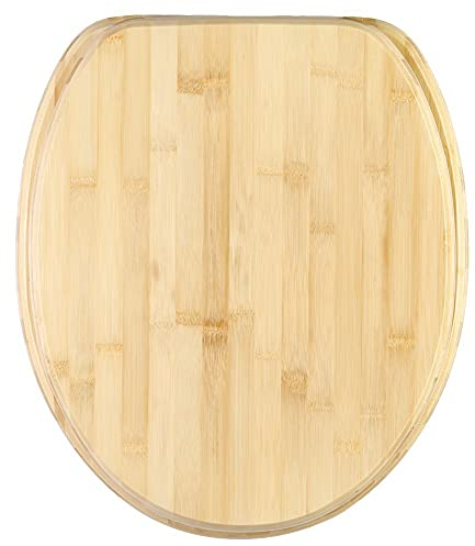 Toilettensitz Cosy Anti-L mit Soft-Close-Scharnieren aus robustem Polypropylen. Housewares Toilettendeckel Bambus