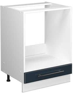 Vicco Herdumbauschrank Fame-Line, Dunkelblau Hochglanz/Weiß, 60 cm ohne Arbeitsplatte