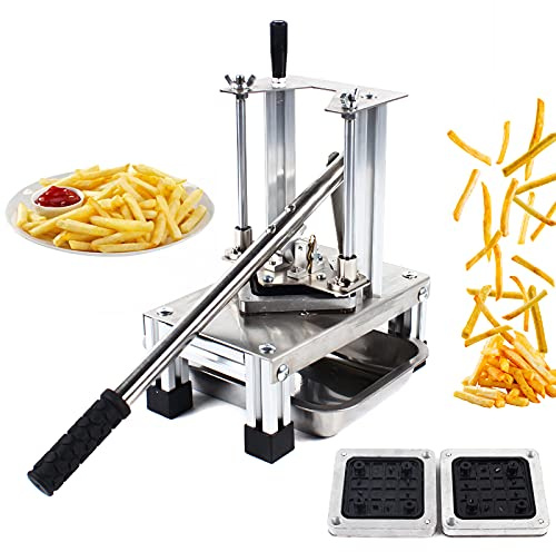 WEIGR pommes frites skärare gör pennor eller hörn potatisskärare vertikal pommesskärare av rostfritt stål grönsaksskärare manuell med 7/10/14 mm blad x 3 halkskyddsteknik