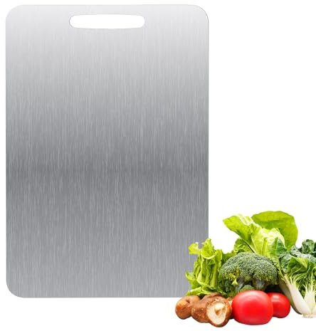 Auauraintt Titan Schneidebrett,Schneidbrett Aus Edelstahl Beidseitig,BPA-frei, Titan Schneidebretter für Küche,für Fleisch, Brot, Gemüse, Obst Schneiden(34 * 23cm)