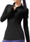 Define Long Sleeve Running Top Women with Thumb Holes, 1/4 Zip Gym Jacket (L, Black)